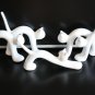 Old Vintage Naaman Israel White Cast Porcelain Stretching Cat Sculpture Figurine
