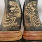 Vintage Pair Chinese Hand Carved Water Buffalo Horn Dragon and Tiger Design
