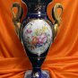 Old Paris French Sevres Style Cobalt Amphora Vase Porcelain Swans Handled Floral