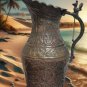 Antique 19th Century Persian Tinned Copper Ewer Hakhamaneshi Design Awesome Rare