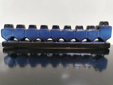 Vintage Rare Blue Black Hanukkah Judaica Jewish Israel Ceramic Menorah 7*28 cm
