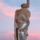 Antique African Tribal Art Ceremonial Yaure People Mask with Rooster Ivory Coast