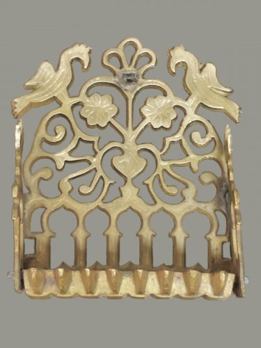 Small North African Moroccan Brass Bronze c.18th Hanukkah Oil Lamp Menora