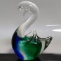 Vintage Murano Glass Bird Swan Hand Blowed Colorful Green Blue and Clear