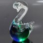 Vintage Murano Glass Bird Swan Hand Blowed Colorful Green Blue and Clear