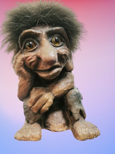 Large Vintage Nyform Norwegian Troll Doll  Original Tag 17cm tall Hand Folk Art