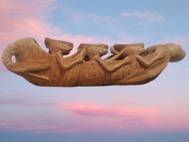 Voyagers of The Seas Haitian Art Carved Wood  Sculpture Figurine Signed