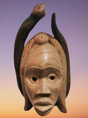 Old Vintage Guro Mask With Snake Ivory Coast African Tribal Art