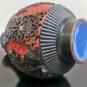 VTG Chinese Carved Cinnabar Lacquer Cabinet Black & Red Vase Floral Carvings