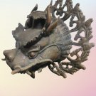 Antique Bronze Dragon Head Wall Hanging Candleholder China / Nepal Decoration