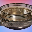 Stunning Soviet USSR Melchior Candy Dish Sugar Bowl Vintage Basket Glass Metal