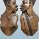 Pair Of Hand Carving Wood Nigeria Wall Hanging Sculptures Figurines Home Decor