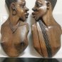 Pair Of Hand Carving Wood Nigeria Wall Hanging Sculptures Figurines Home Decor