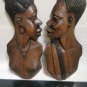 Pair Of Hand Carving Wood Nigeria Wall Hanging Sculptures Figurines Home Decor