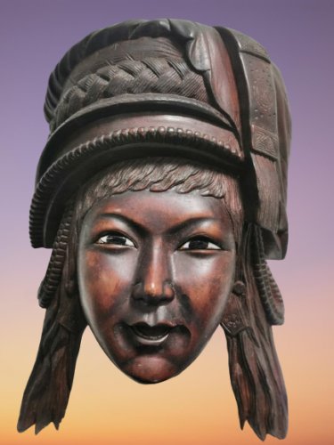 Awesome Large and Heavy Hand Carved Rosewood Chinese Woman Face Mask Wall Decor