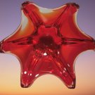 Vintage Murano Italy Red Art Glass Patera Bowl Vase Awesome Artwork Excellent