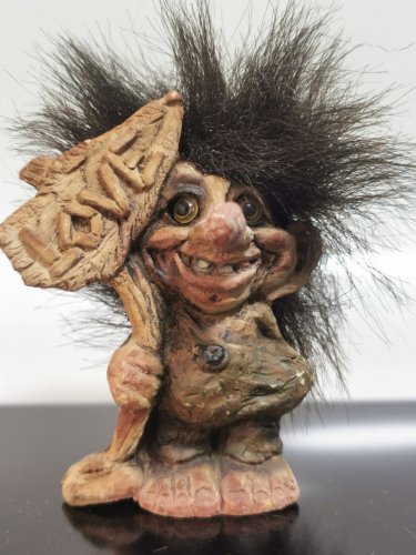 Old Vintage Norwegian Nyform Troll Doll Love Original Tag Handmade Folk Art