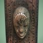Vintage African Ethnic Trinket Box with Carved 3D Mask and Hand Painted Design