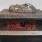 Vintage African Ethnic Trinket Box with Carved 3D Mask and Hand Painted Design