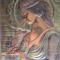 Vintage USSR Chasing Embossed Hammered Copper Wall Plaque Relief Woman w/ Flower