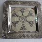 Passover Seder Silver Plate Tray Square Pesach Matzo Judaica Israel 12" Excell