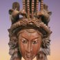Vintage 19C Rosewood Hand Carved Asian Chinese Face Mask Birds Wall Decor 27cm