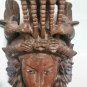 Vintage 19C Rosewood Hand Carved Asian Chinese Face Mask Birds Wall Decor 27cm