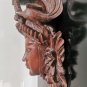 Vintage 19C Rosewood Hand Carved Asian Chinese Face Mask Birds Wall Decor 27cm