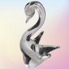 Vintage Murano Glass Hand Blown Bird Swan Duck White and Clear Excellent