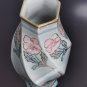 Royal Dux Hexagonal Vase Blue Gold Hand Painted Flowers Porcelain Czech Republic