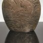 Old Antique Chinese Brass Bronze Small Vase Engraved Birds and Flowers