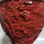 Vintage Chinese Red Cinnabar Lacquer Carved Blue Enamel Vase Landscape Excellent