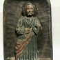 Antique Catholic Saint Religious Wood Carved Panel Wall Plaque Holy Man Icon