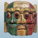 Vintage Wooden Three Face Bali Barong Devil Mask Hand Carved and Painted