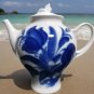 Large Porcelain Teapot 2.5 Liters LOZ Blue Flowers Soviet USSR LFZ Exellent Rare