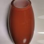 Vintage Empoli Orange Opaline Cased Glass Vase White Inside Hand Blown Italy