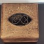 Vintage Solid Walnut Wood Trinket Jewelry Potpourri Box Ornate Cast Iron Cut Out