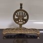 Vintage Judaica Hanukkah Menorah Lamp Brass Shalom Jerusalem Israel