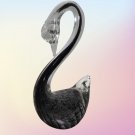 Vintage Large Murano Glass Hand Blown Bird Swan Grey and Clear Excellent