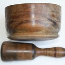 Old Vintage Handmade Hand Carved Mortar and Pestle Solid Olive Tree Wood Rare