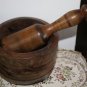 Old Vintage Handmade Hand Carved Mortar and Pestle Solid Olive Tree Wood Rare