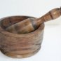 Old Vintage Handmade Hand Carved Mortar and Pestle Solid Olive Tree Wood Rare