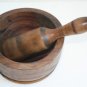 Old Vintage Handmade Hand Carved Mortar and Pestle Solid Olive Tree Wood Rare