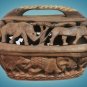 Vintage South African Safari Animal Hand Carved Wooden Bowl with Lid