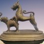 Rarest Antique Chinese Tibetian Bronze Foo Dog on Elephant Figurine Statue 2.3Kg