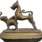 Rarest Antique Chinese Tibetian Bronze Foo Dog on Elephant Figurine Statue 2.3Kg