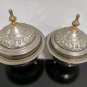 Pair of Mid 20th Century Handcrafted Moroccan Engraved Lidded Bowls Silver Plate