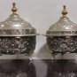 Pair of Mid 20th Century Handcrafted Moroccan Engraved Lidded Bowls Silver Plate