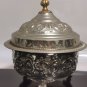 Pair of Mid 20th Century Handcrafted Moroccan Engraved Lidded Bowls Silver Plate