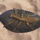 Tantric Brass Copper Fengshui Mantis Statue on the Leaf Metal Home Decor